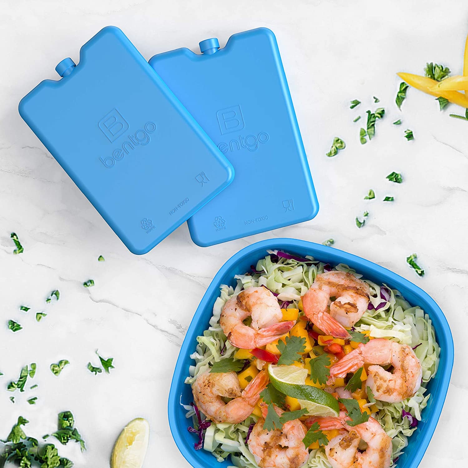 Ice Lunch Chillers - Ultra-Thin Ice Packs Perfect for Everyday Use in Lunch Bags, Lunch Boxes and Coolers - 4 Pack (Blue)