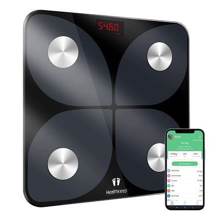 Scales for Body Weight  Bathroom Scale Smart Wireless Digital Scale with Body Fat%, High Precision Measurements Body Composition Analyzer with Smartphone App 396 Lbs (Black)